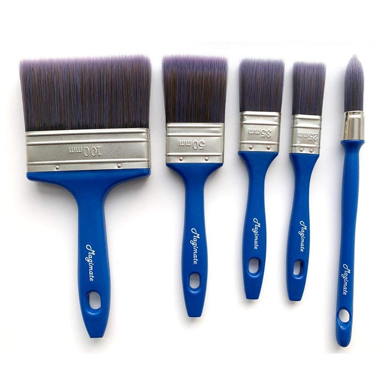 Magimate Paint Brush Set, Painters Professional Painting Brushes with an Elegance Tapered Trim Brush for Walls, Cabinets, Pack of 5 - Image 4